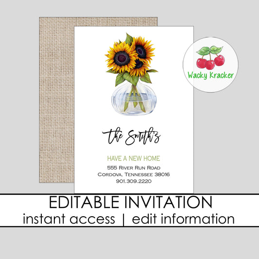 Sunflower Moving Invitation