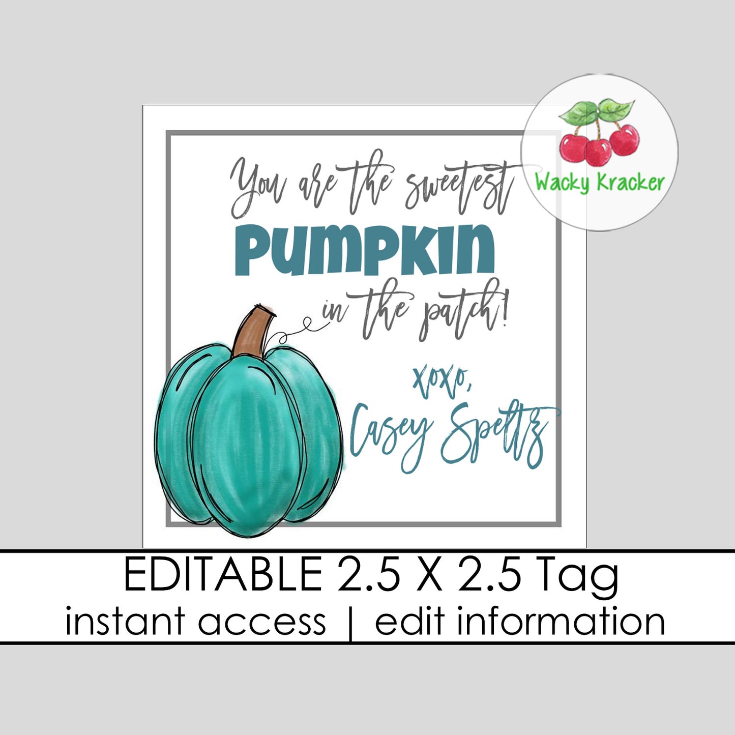 Blue Sweetest Pumpkin Gift Tag