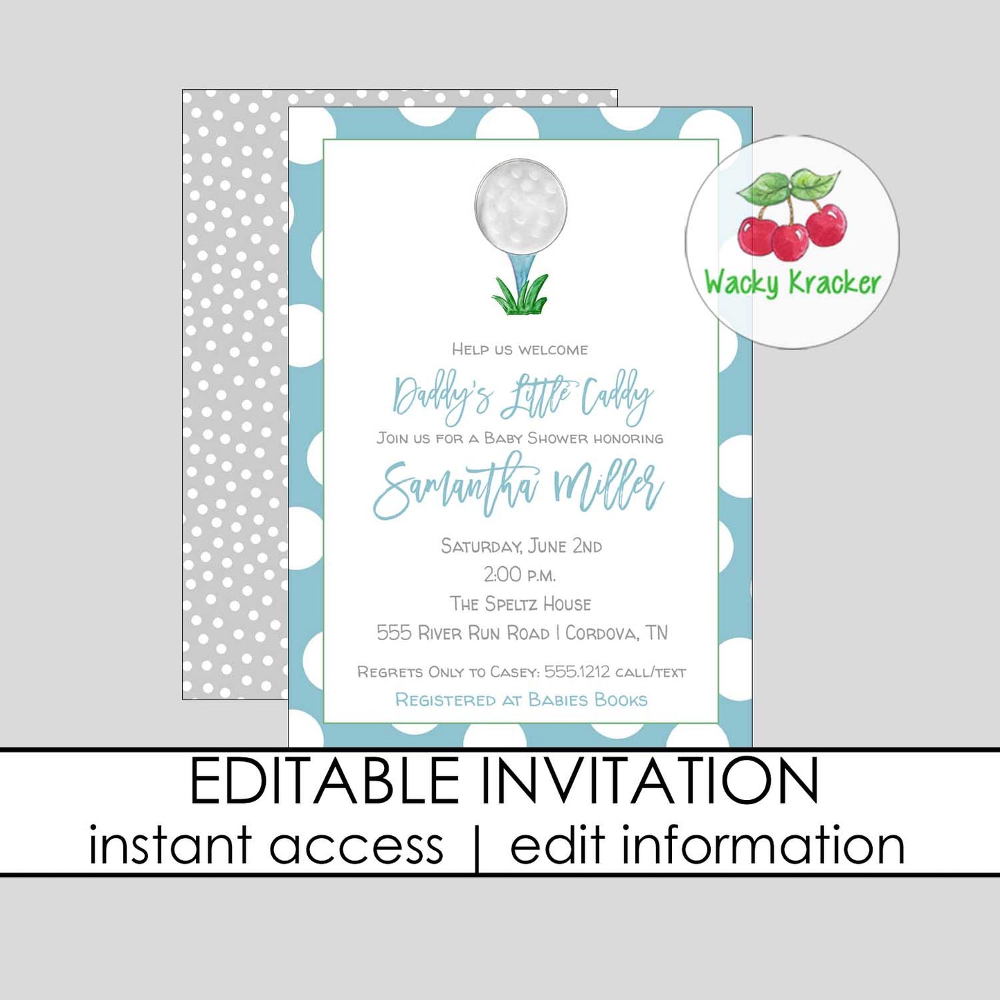 Boy Golf Baby Shower Invitation