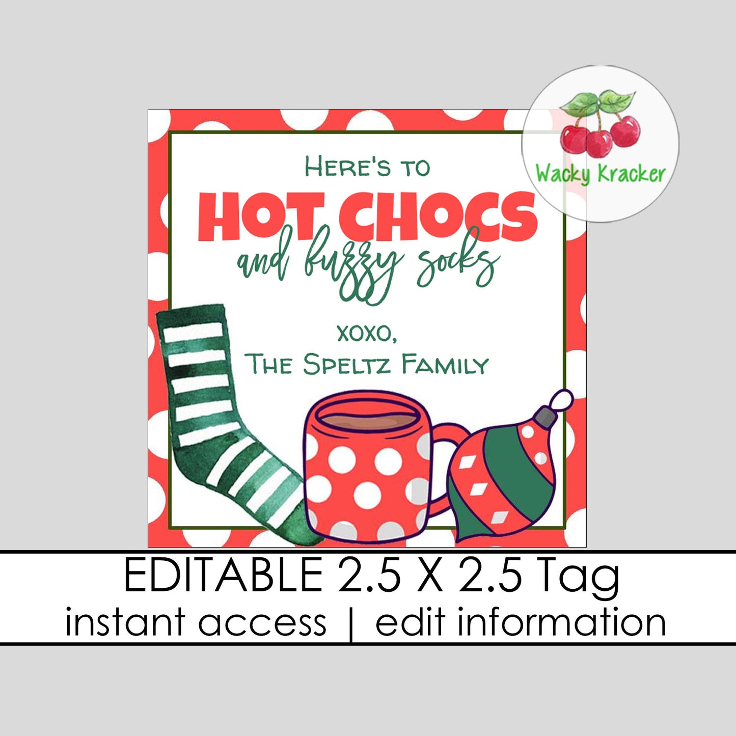 Hot Chocolate and Fuzzy Sock Gift Tag