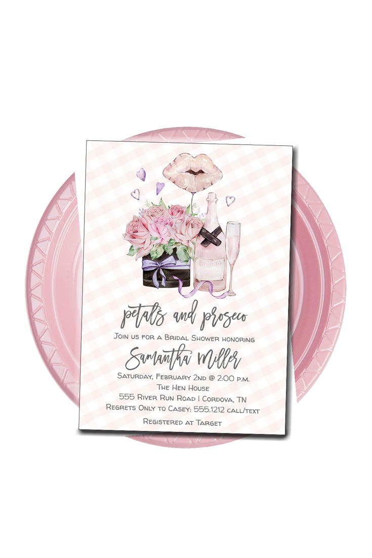 Petals and Prosecco Bridal Shower Invitation