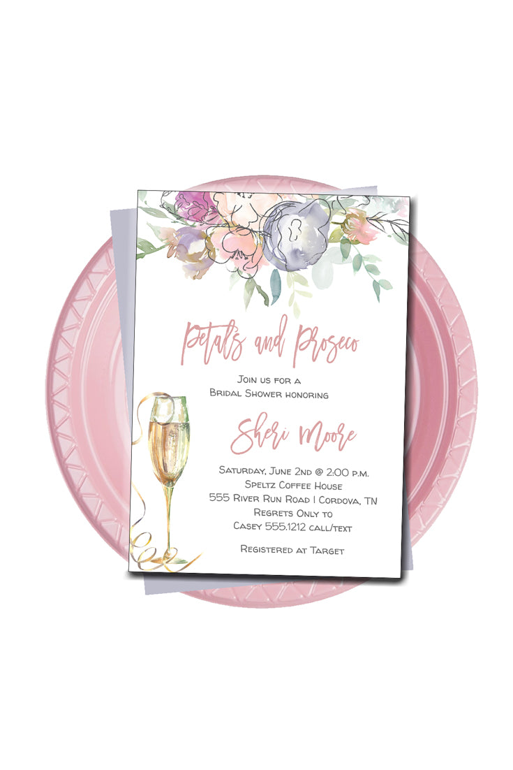 Petals and Prosecco Bridal Brunch Shower Invitation