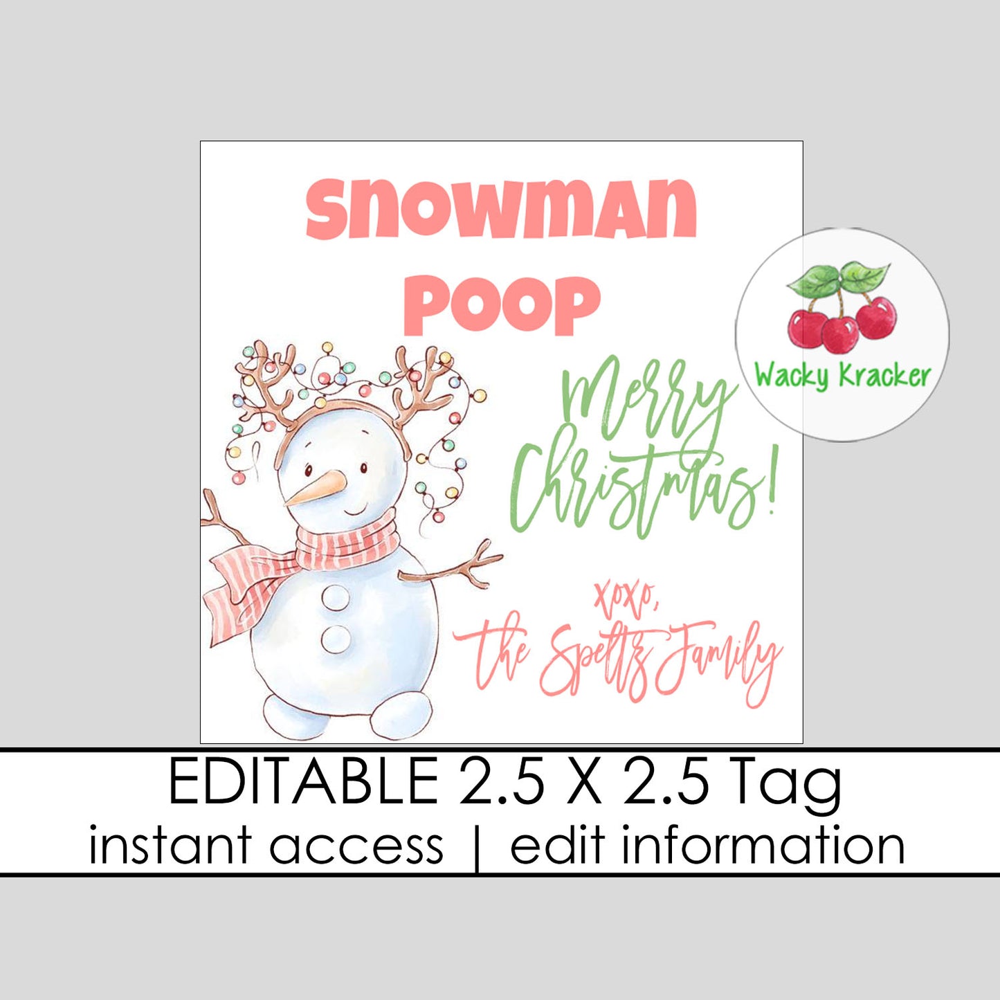 Snowman Poop Gift Tag