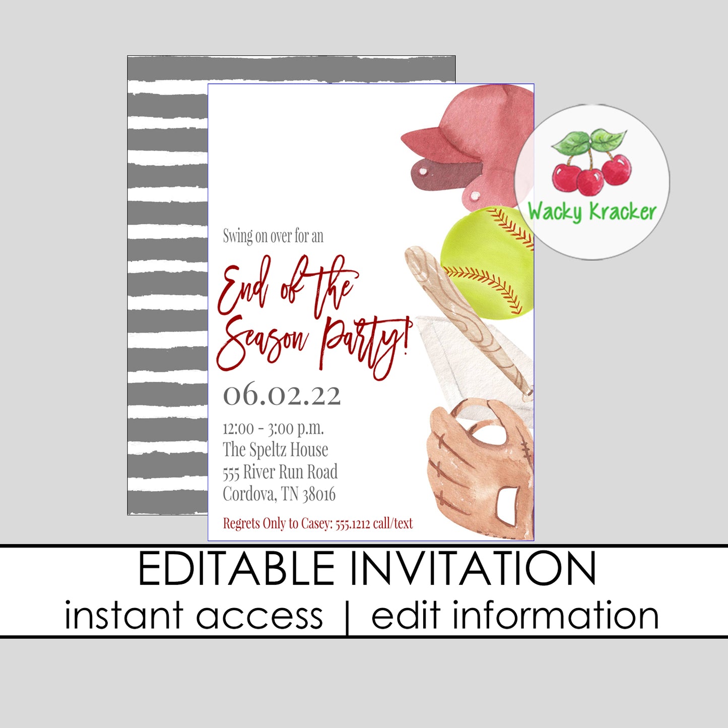 Softball End of Season Invitation