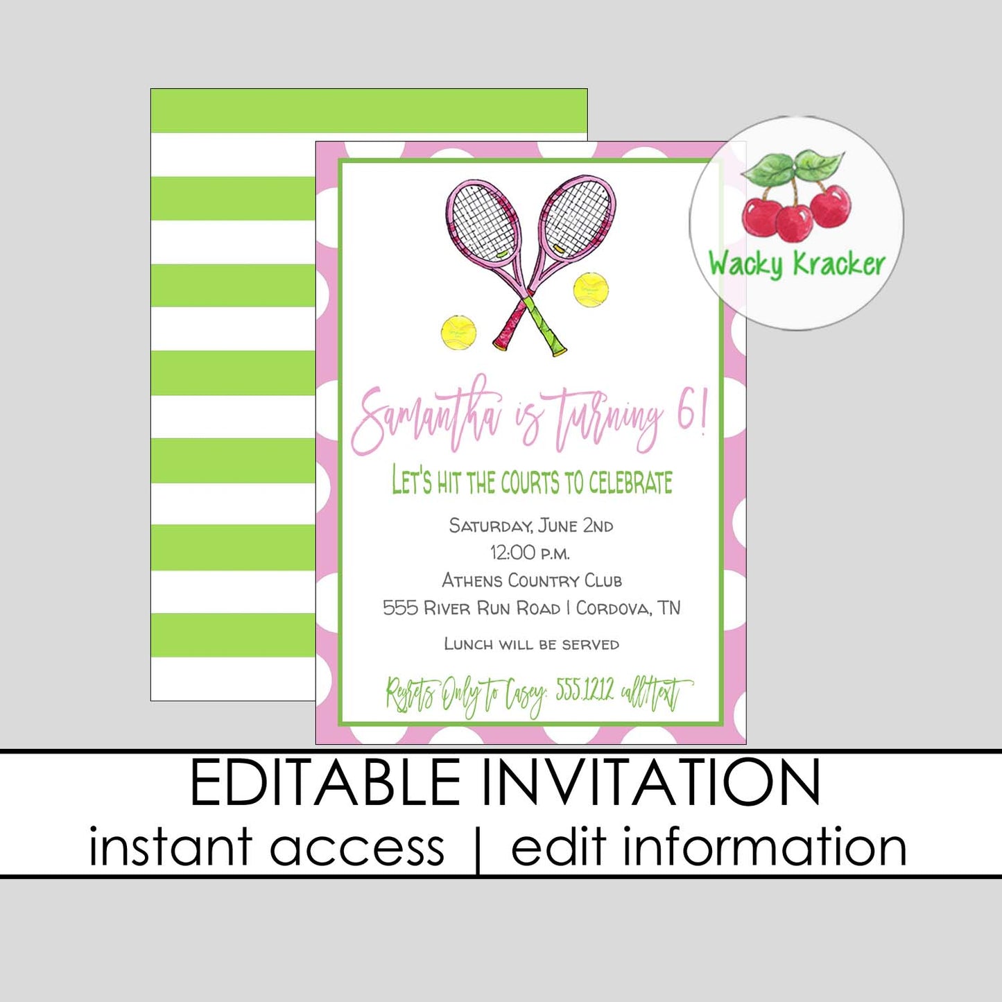 Tennis Birthday Invitation