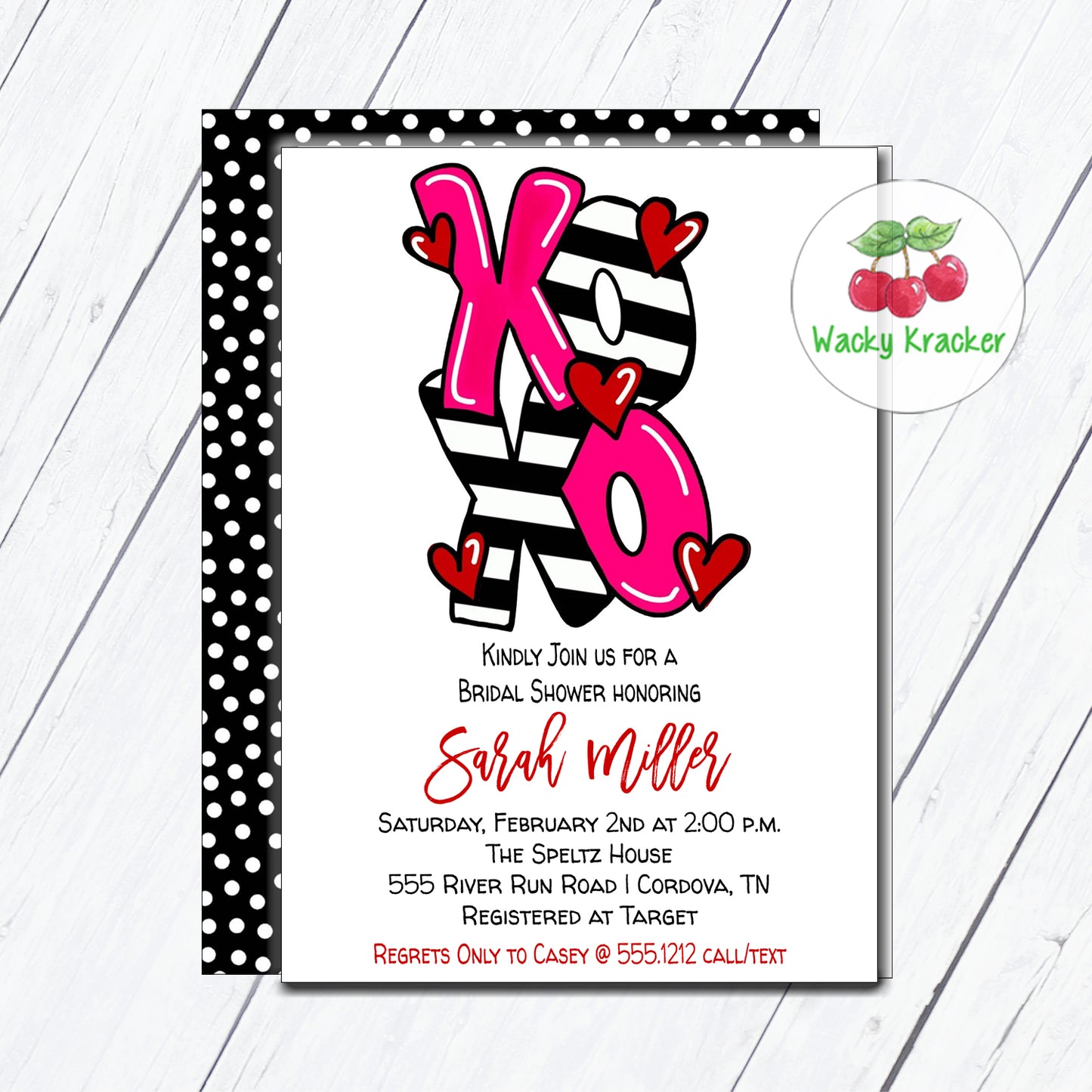 XOXO Bridal Shower Invitation