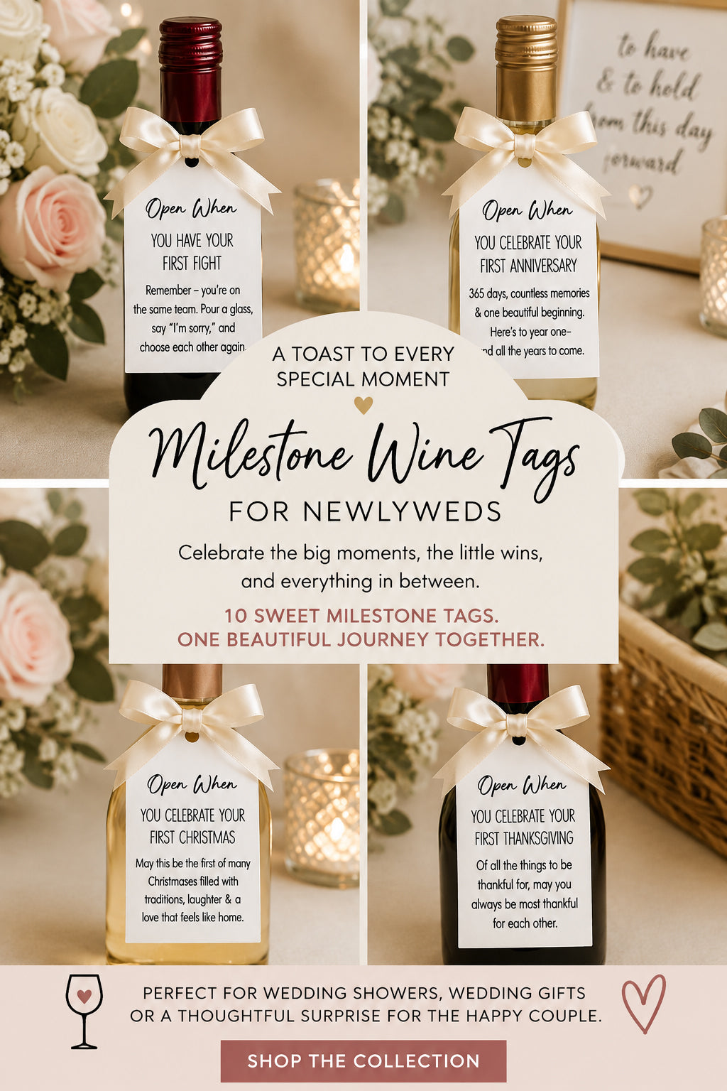 Newleywed Milestone Wine Instant Download Tags