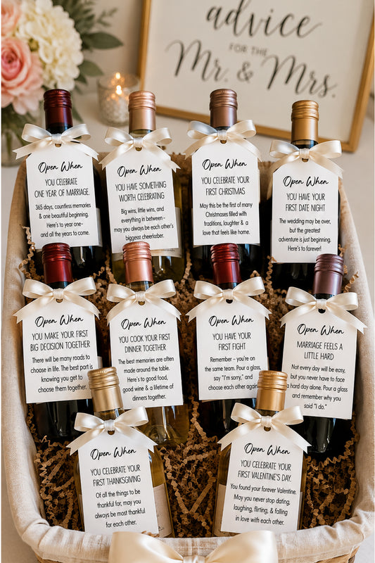 Newleywed Milestone Wine Instant Download Tags