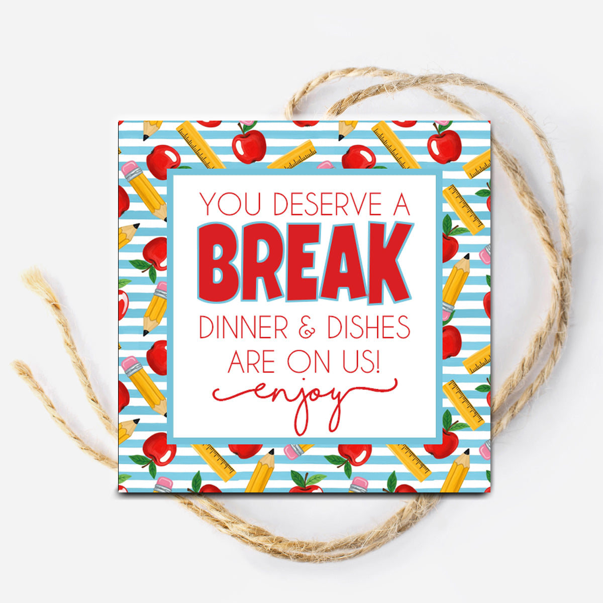 Teacher Appreciation Dinner and Dishes Instant Download Tag