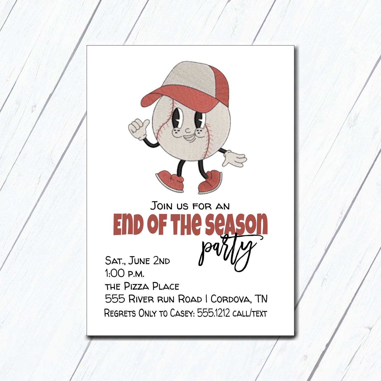 Baseball End of Season Party Invitation