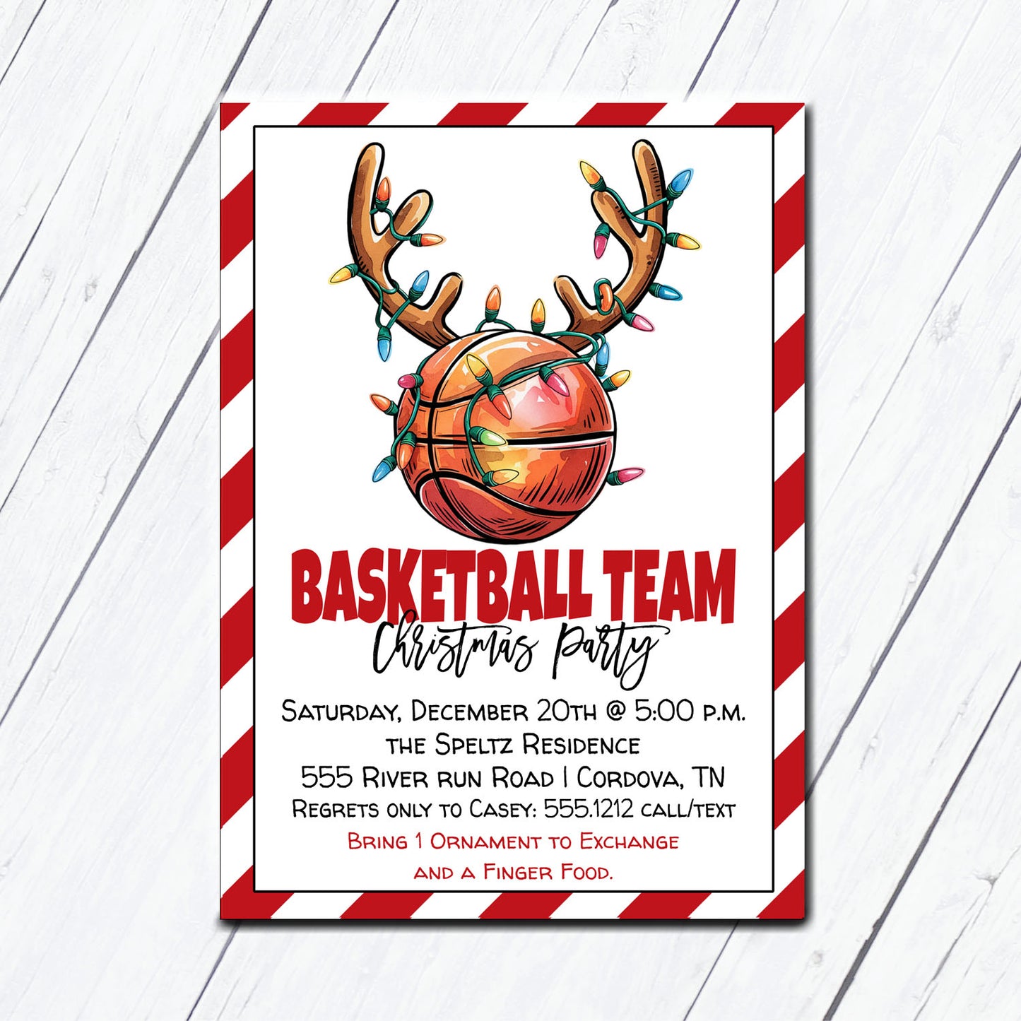 Basketball Team Christmas Party Invitation