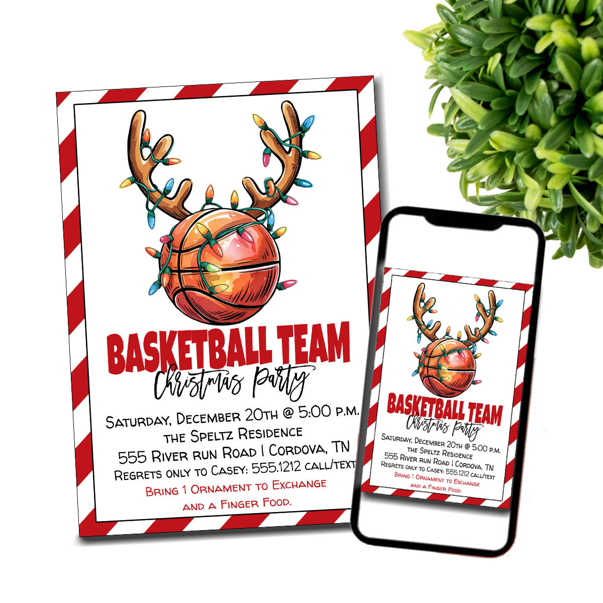 Basketball Team Christmas Party Invitation