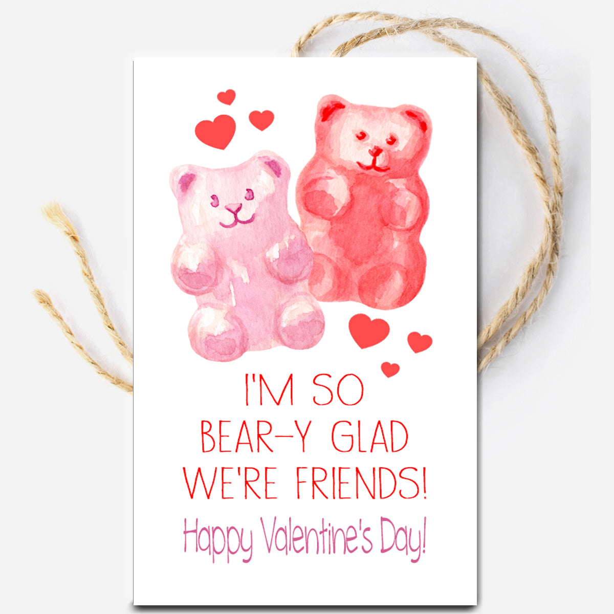 Valentine Bear Instant Download Tag