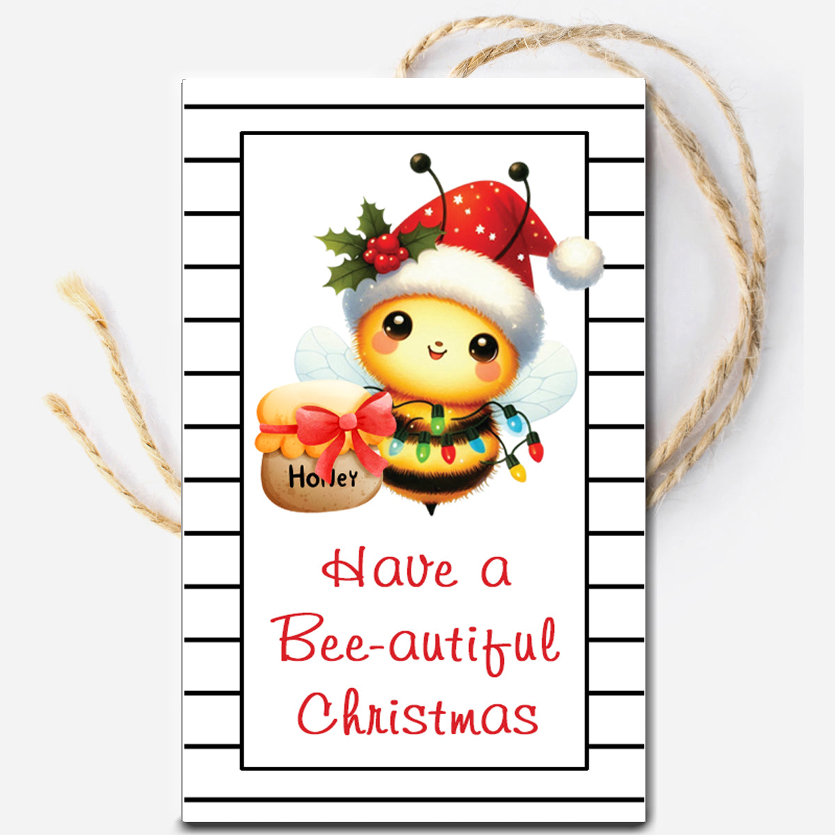 Honey Bee Christmas Instant Download Tag
