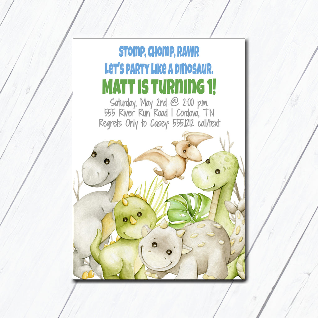 Boho Dinosaur Birthday Invitation