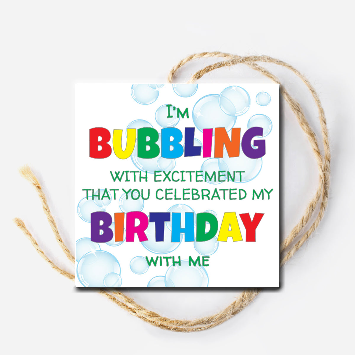 Birthday Bubbles Instant Download Tag