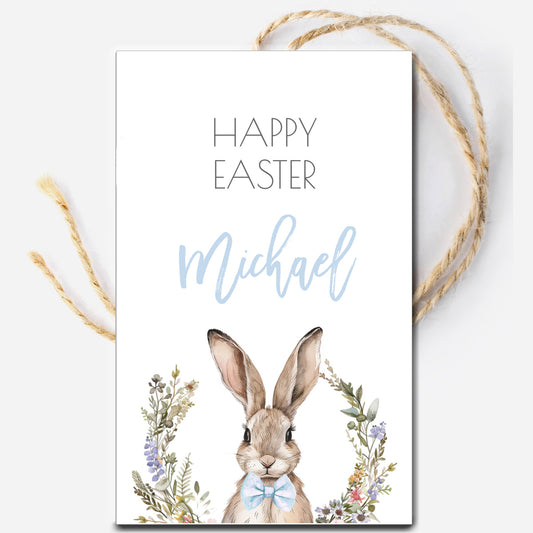 Happy Easter Bunny Bowtie Gift Tag
