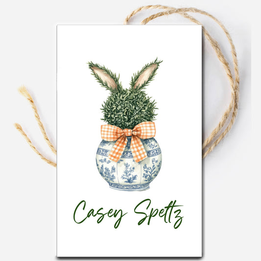 Personalized Bunny Topiary Gift Tag