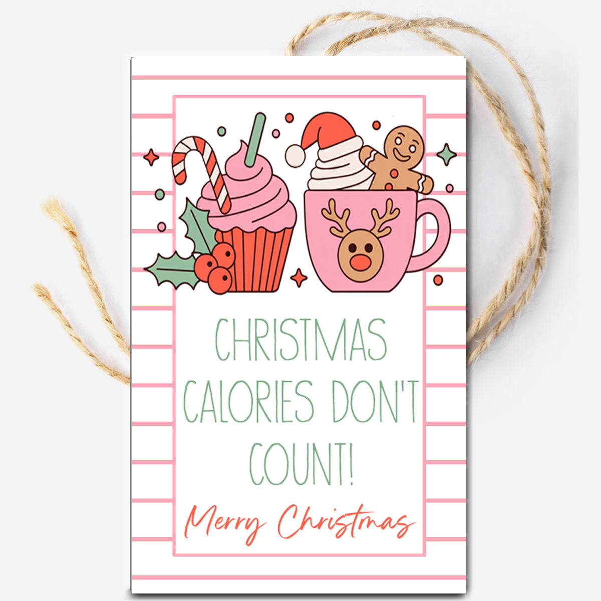 Christmas Calories Instant Download Tag