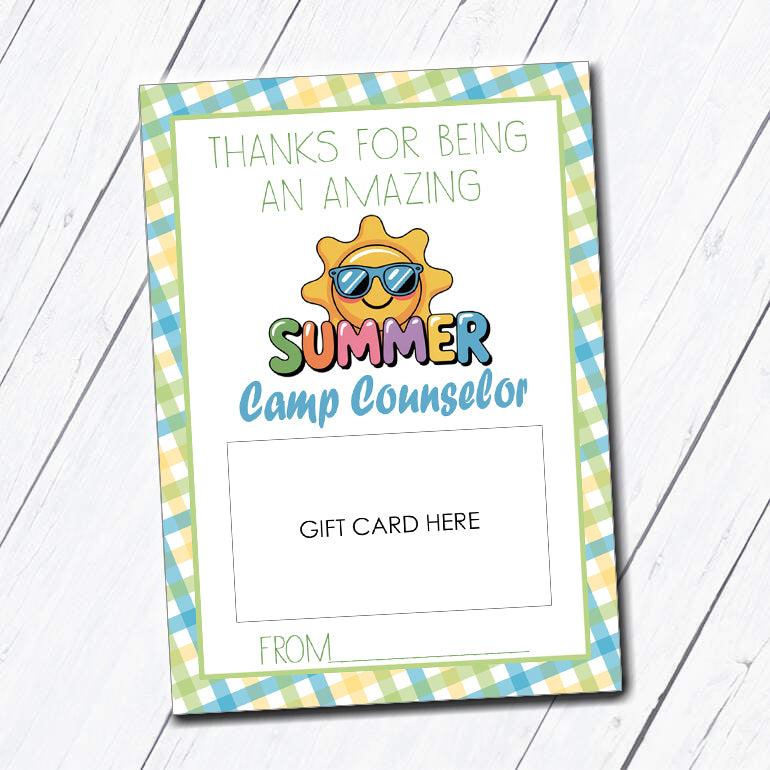 Camp Counselor Instant Download Gift Card Holder