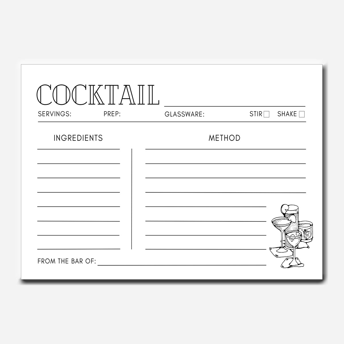 Cocktail Card Instant Download
