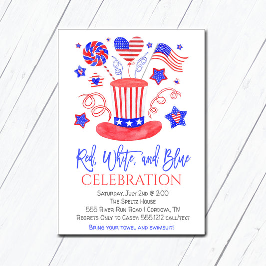 Patriotic Hat Invitation