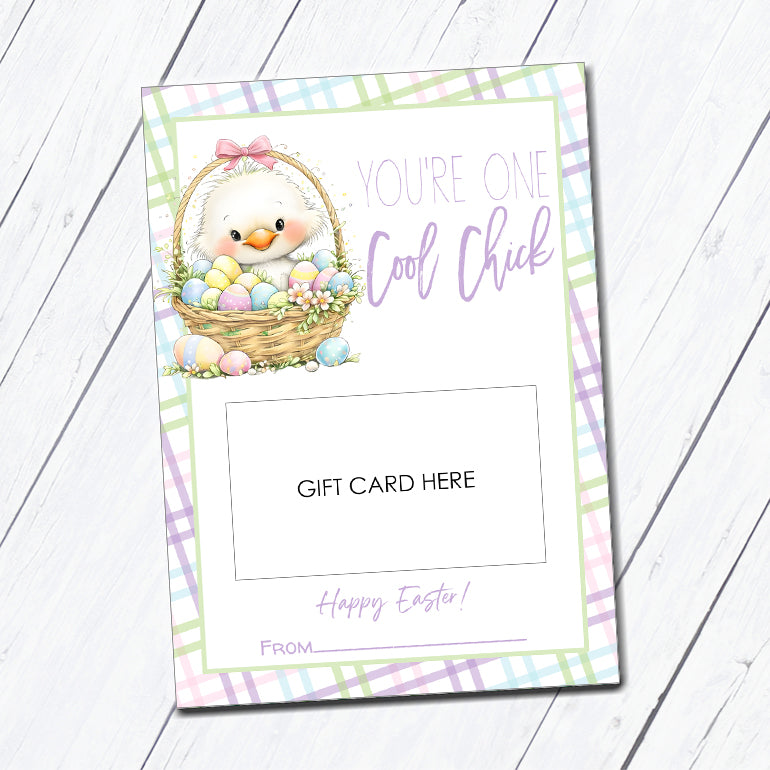 Easter Cool Chick Instant Download Gift Card Holder