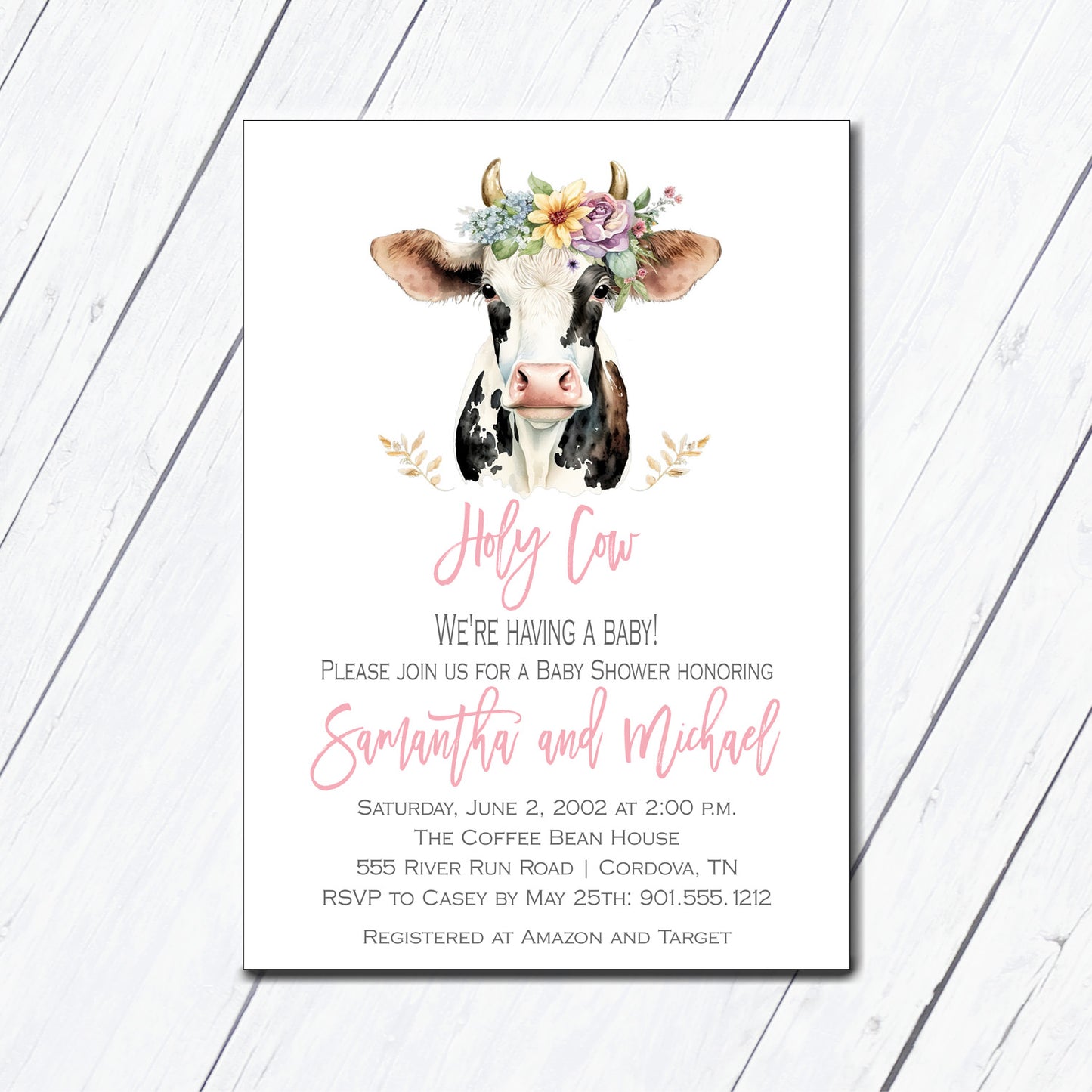 Holy Cow Baby Shower Invitation