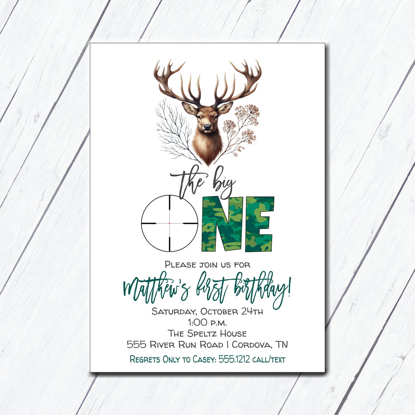 Deer Hunting Birthday Invitation