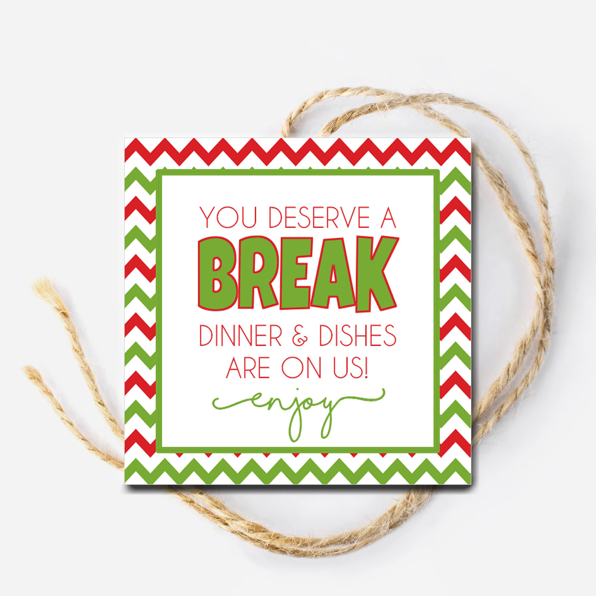 Christmas Dinner and Dishes Instant Download Tag