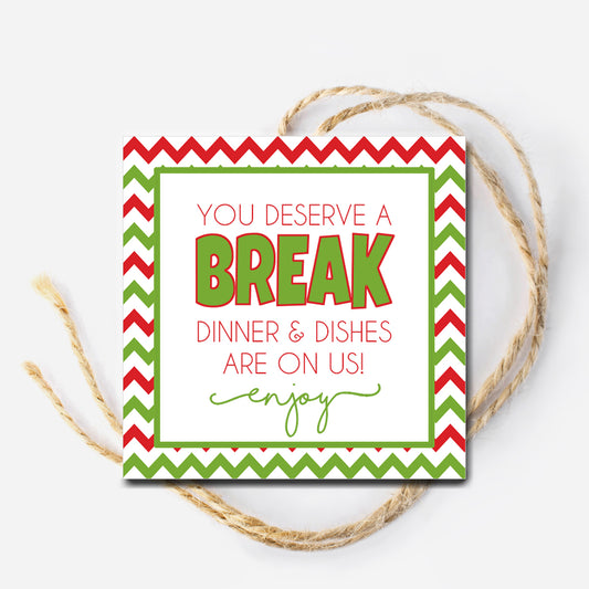 Christmas Dinner and Dishes Instant Download Tag