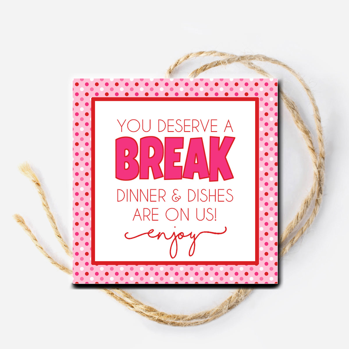 Valentine Dinner and Dishes Instant Download Tag