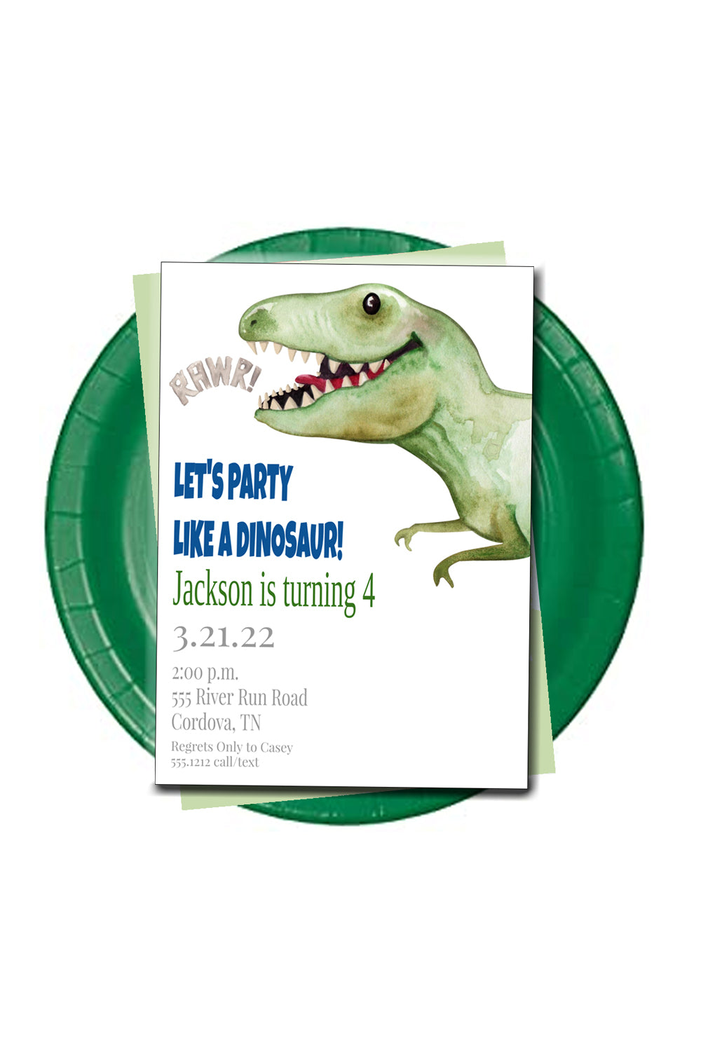 T Rex Dinosaur Birthday Invitation