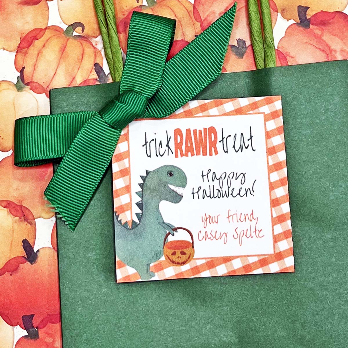 Dinosaur Halloween Gift Tag