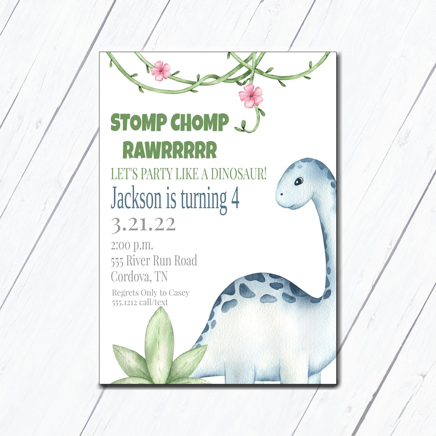 Dinosaur Jungle Birthday Invitation