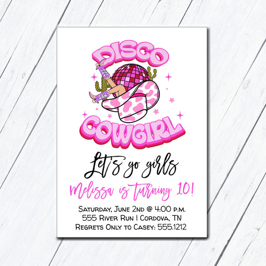 Disco Cowgirl Birthday Invitation