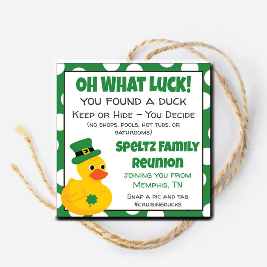 Duck for St. Patrick's Day Cruise Gift Tag