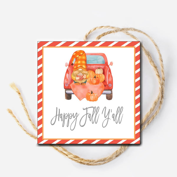 Fall Gnome Instant Download Tag
