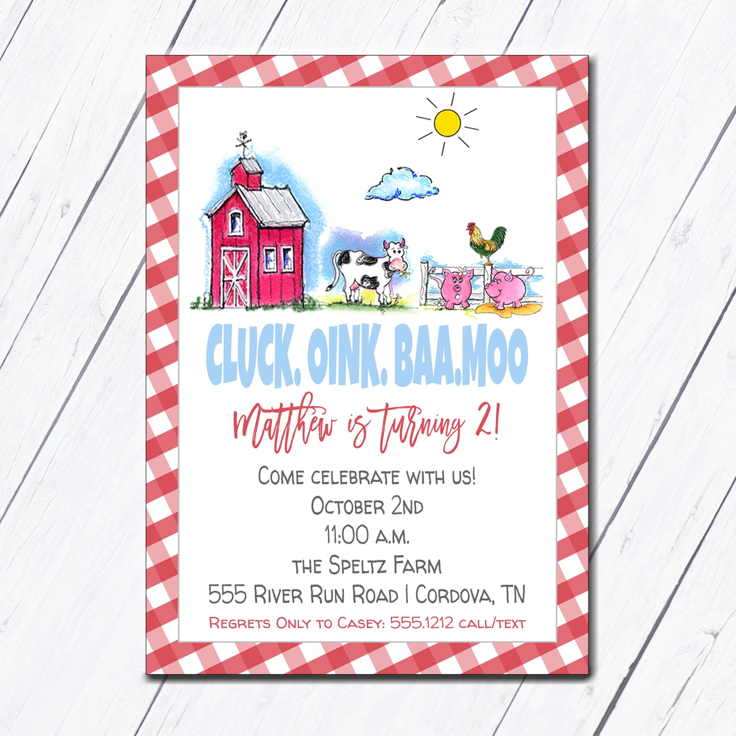 Barnyard Farm Birthday Invitation