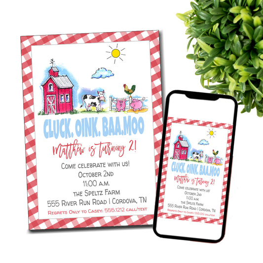 Farm Barnyard Birthday Bash Invitation