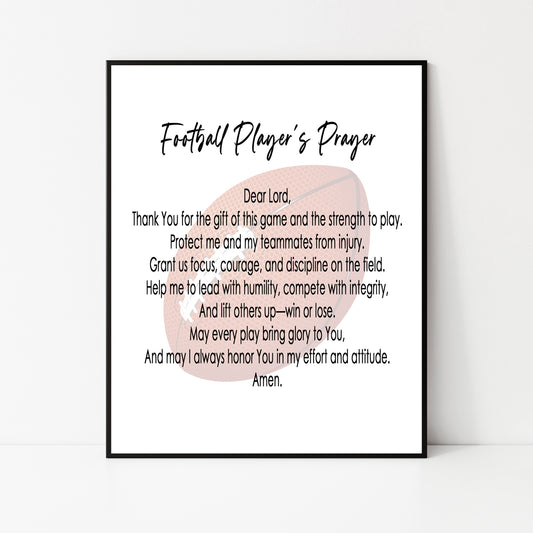 Football Prayer Sign Instant Download