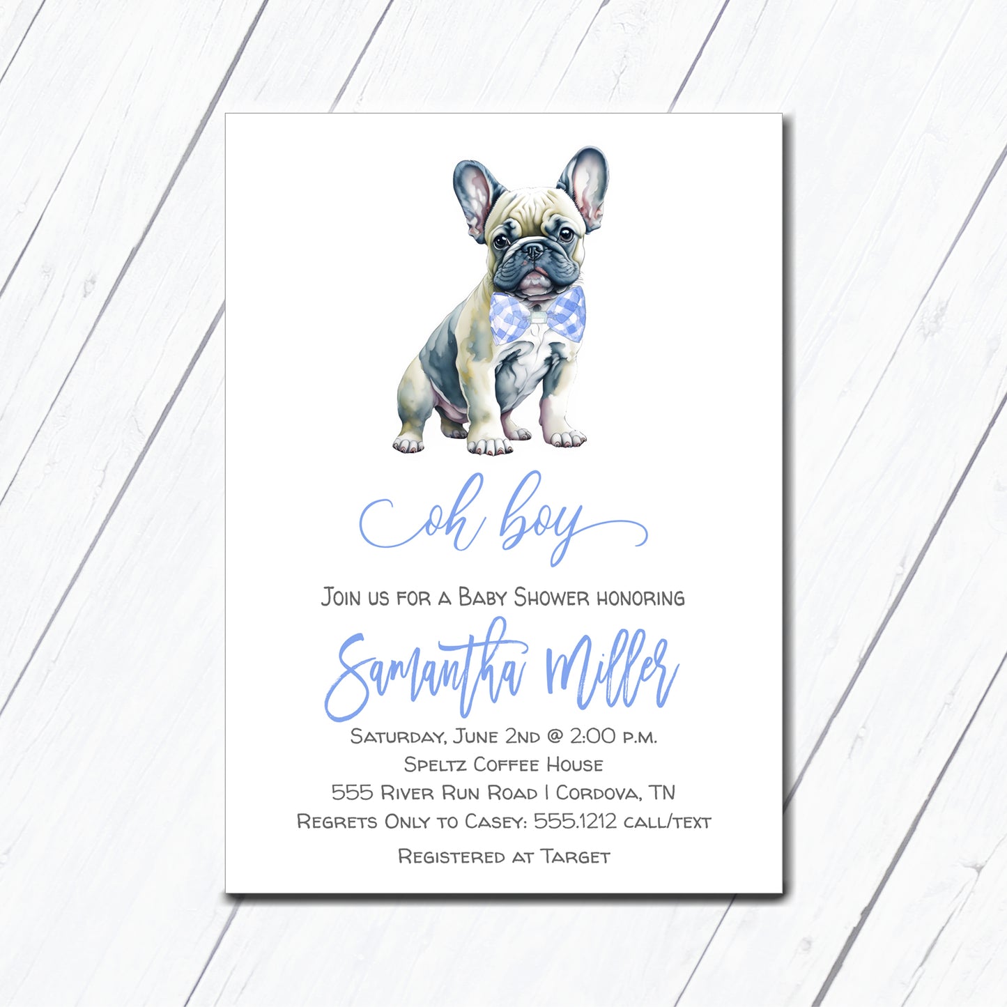 French Bulldog Baby Shower Invitation