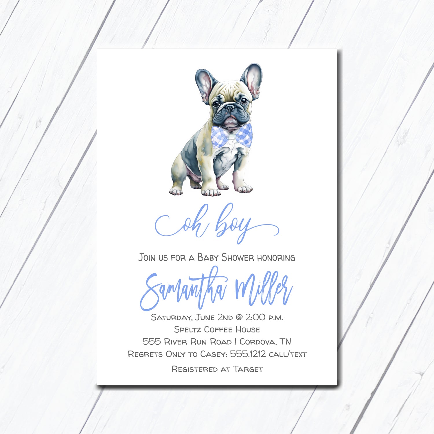 French Bulldog Baby Shower Invitation