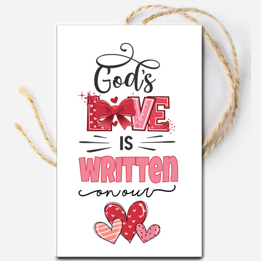 God's Love is Written on our Hearts Valentine Instant Download Tag