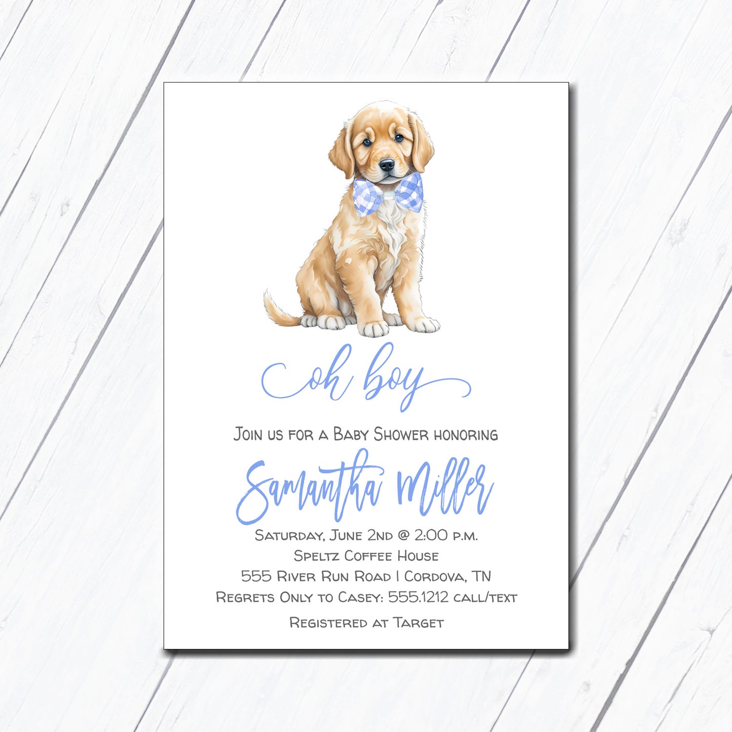 Golden Retriever Baby Shower Invitation