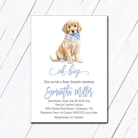 Golden Retriever Baby Shower Invitation