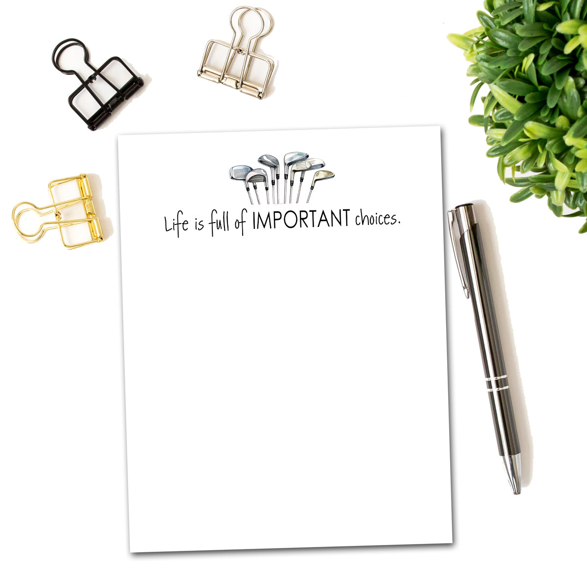 Golf Important Choices Notepad