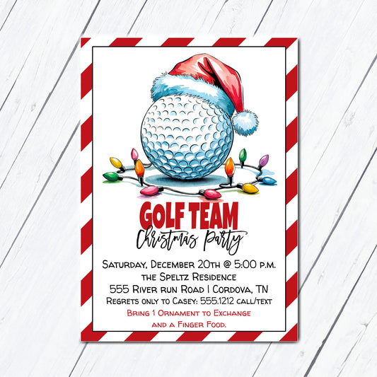 Golf Team Christmas Party Invitation