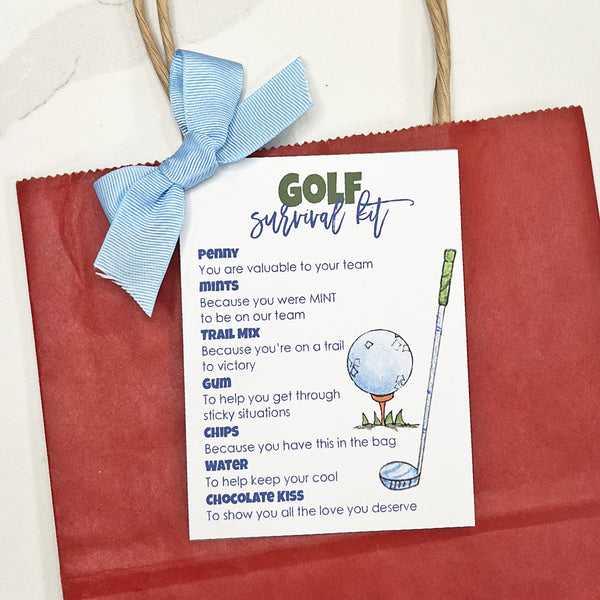 Golf Survival Kit Instant Download Tag