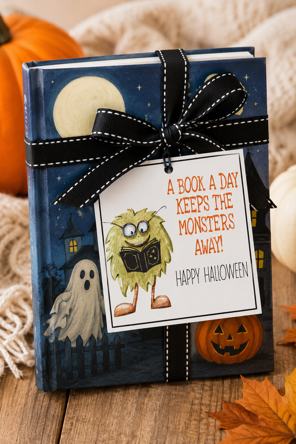 A Book a Day Keeps the Monsters Away Instant Download Tag